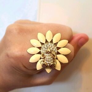 Vintage Studded Frog on Flower Ring